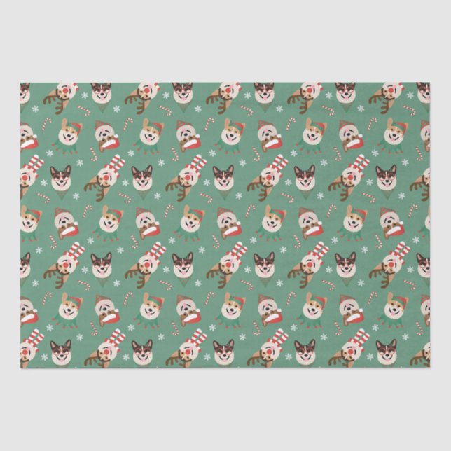 Christmas Pembroke Welsh Corgi Hunde Seidenpapier (Vorderseite)