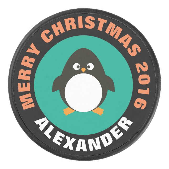Christmas Penguin Hockey Puck (Vorderseite)