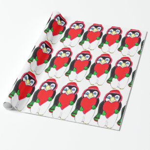 CHRISTMAS PENGUIN LIEBE Packpapier