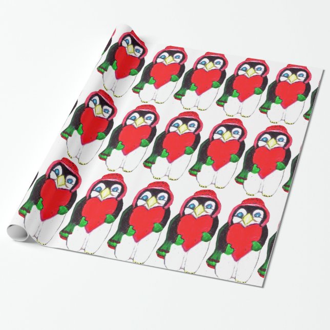 CHRISTMAS PENGUIN LIEBE Packpapier (Ungerollt)