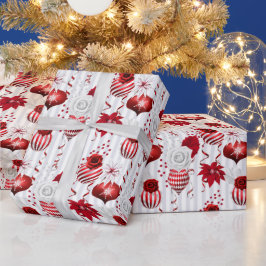Christmas Peppermint | Candy Cane Ornament Floral Geschenkpapier