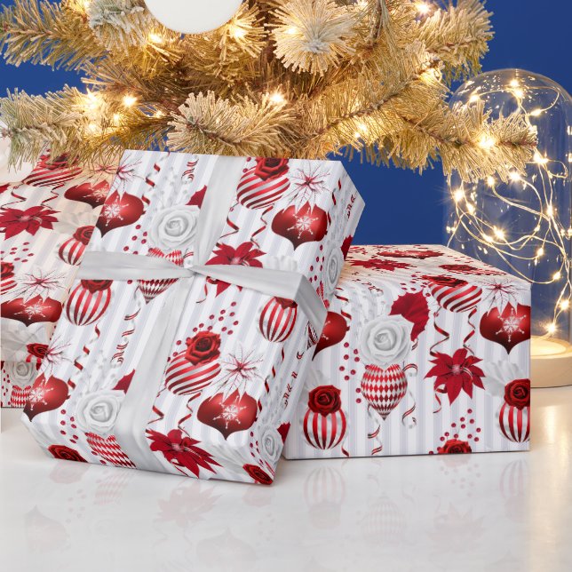 Christmas Peppermint | Candy Cane Ornament Floral Geschenkpapier (Feiertage)