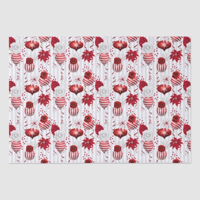Christmas Peppermint | Candy Cane Ornament Floral Seidenpapier (Vorderseite)