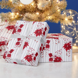 Christmas Peppermint | Candy Cane Poinsettia Holly Geschenkpapier