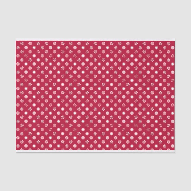Christmas Peppermint Candy Lollipops Polka Dot Seidenpapier (Vorderseite)