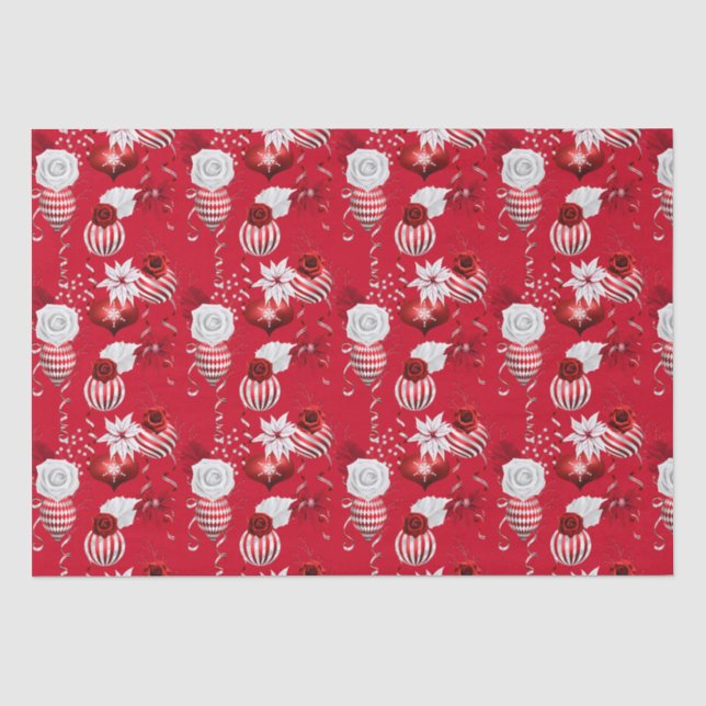 Christmas Peppermint | Ornament Floral Ribbon Seidenpapier (Vorderseite)