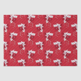 Christmas Peppermint | Poinsettia Stripe Pattern Seidenpapier