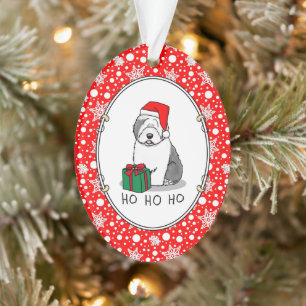 Christmas Père Noël Old English Sheepdog (Grey 1)