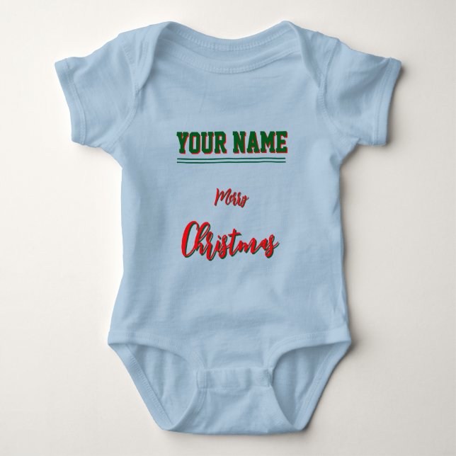 Christmas personalisiert Baby Jersey Bodysuit-Farb Baby Strampler (Vorderseite)