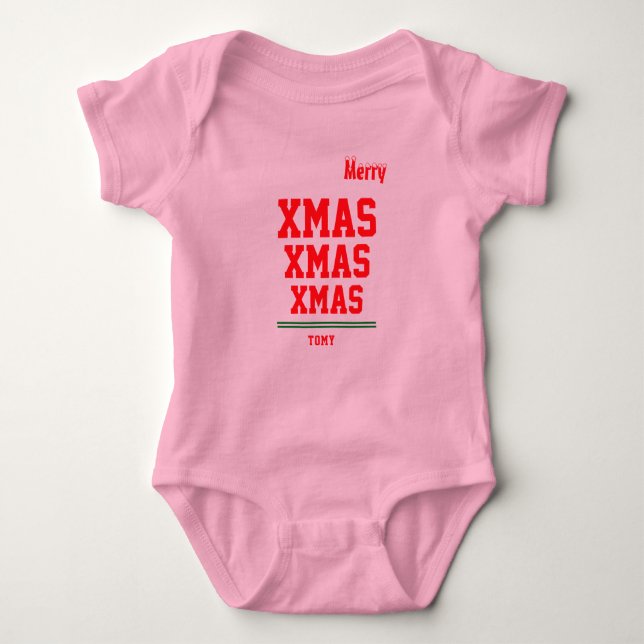 Christmas personalisiert Baby Jersey Bodysuit-Farb Baby Strampler (Vorderseite)