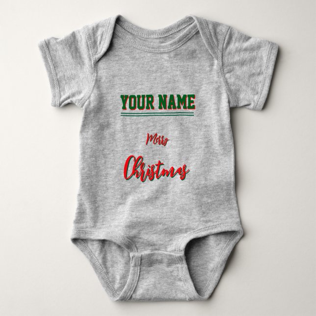 Christmas personalisiert Baby Jersey Bodysuit-Farb Baby Strampler (Vorderseite)