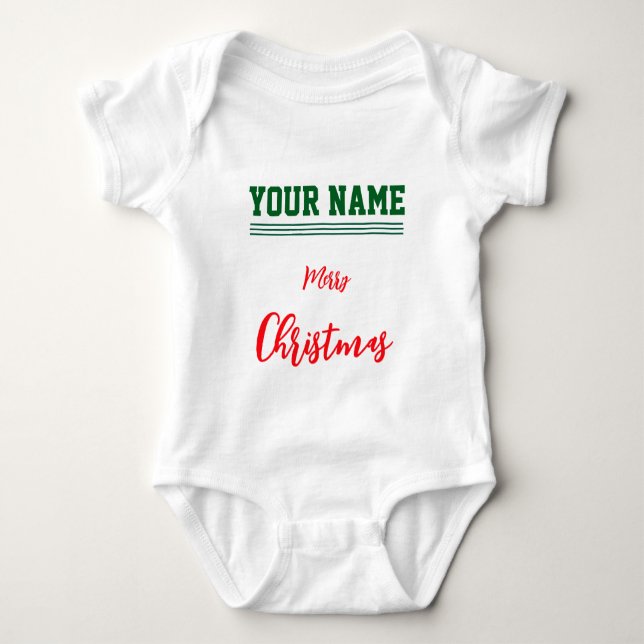 Christmas personalisiert Baby Jersey Bodysuit-Farb Baby Strampler (Vorderseite)