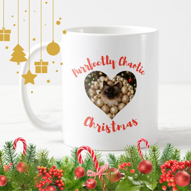 Christmas Personalized Cat Heart Photo Frame Kaffeetasse (Von Creator hochgeladen)