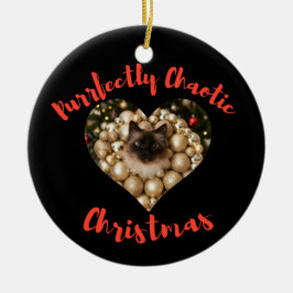 Christmas Personalized Cat Heart Photo Frame Keramik Ornament