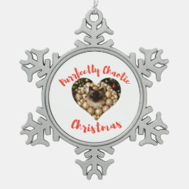 Christmas Personalized Cat Heart Photo Frame Schneeflocken Zinn-Ornament