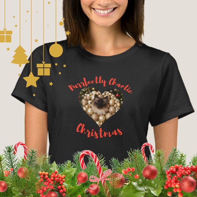 Christmas Personalized Cat Heart Photo Frame T-Shirt (Von Creator hochgeladen)