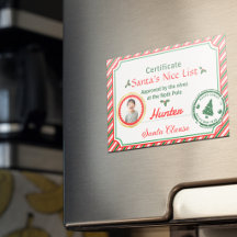 Christmas Photo Certificate Santa Nice List Magnet