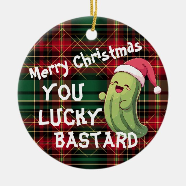 Christmas Pickle Lucky Bastard Keramik Ornament (Vorne)
