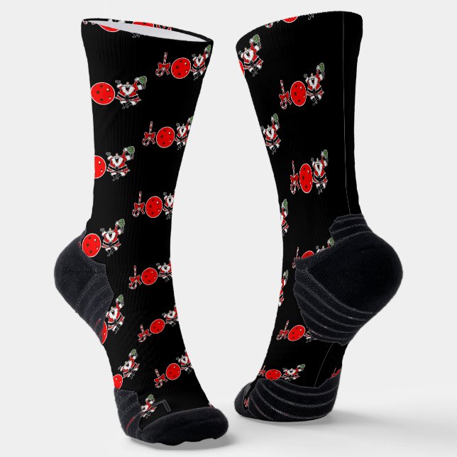 Christmas Pickleball Joy Santa Paddle Red Ball Socken (Gewinkelt)