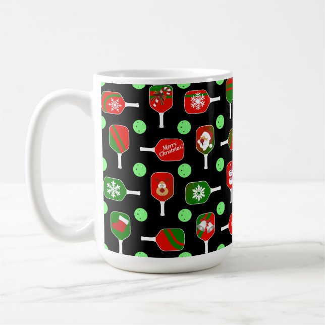 Christmas Pickleball Red Green Paddles Balls Black Kaffeetasse (Links)