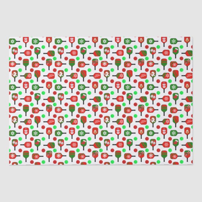 Christmas Pickleball Red Green Paddles Balls X-Mas Seidenpapier (Vorderseite)
