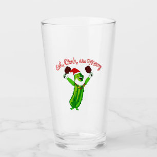 Christmas Pickleball Weihnachtsmannmütze Pickle Glas