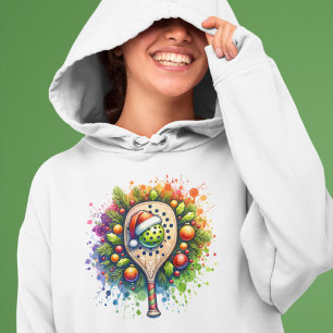 Christmas Pickleball Weihnachtsmannmütze Pine Holl Hoodie