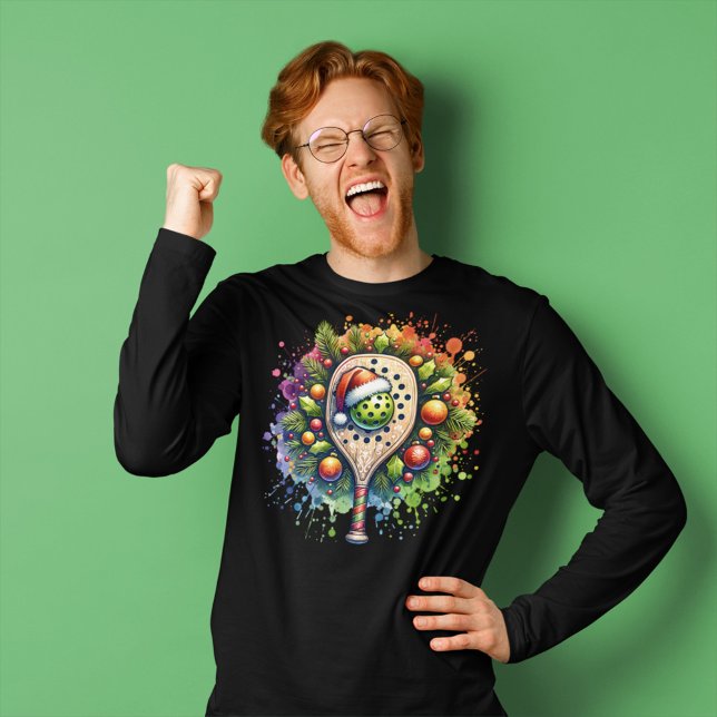 Christmas Pickleball Weihnachtsmannmütze Pine Holl T-Shirt (Von Creator hochgeladen)