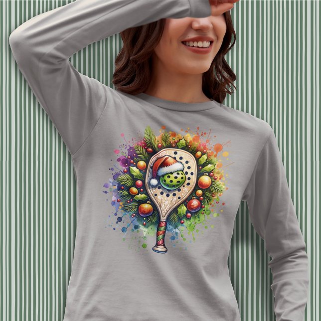 Christmas Pickleball Weihnachtsmannmütze Pine Holl T-Shirt (Von Creator hochgeladen)