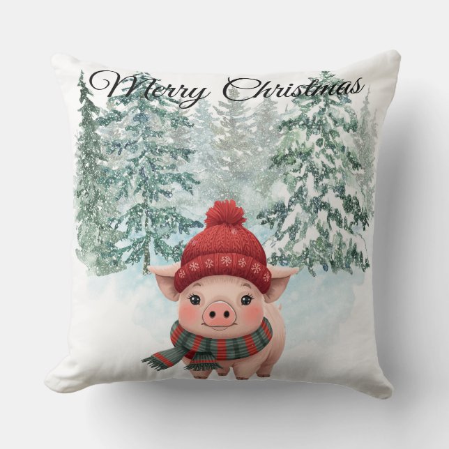 Christmas Pig Throw Pillow Kissen (Vorderseite)