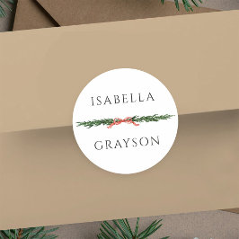 Christmas Pine Border Runder Aufkleber