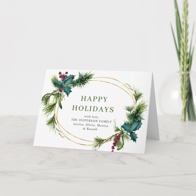 Christmas Pine Cones Rustic Gruß Feiertagskarte (Vorderseite)