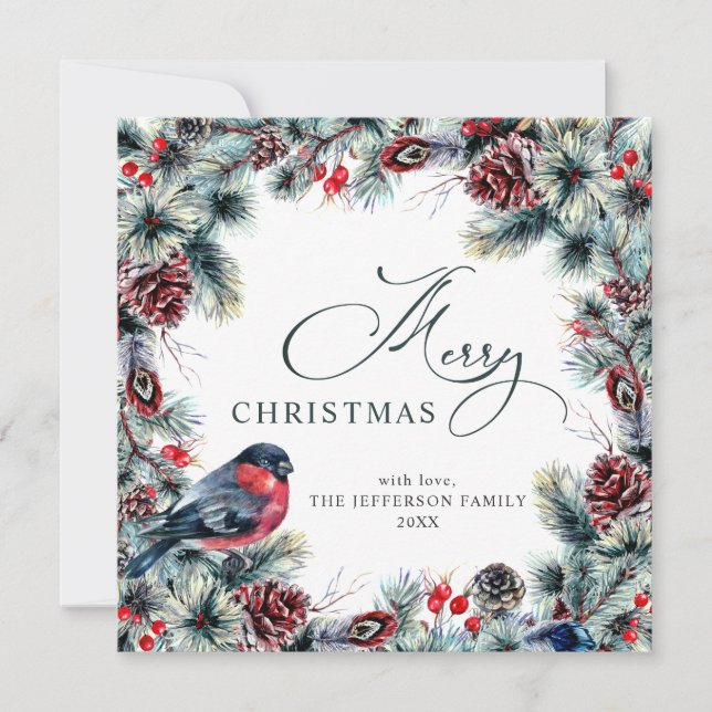 Christmas Pine Cones Rustic Gruß Feiertagskarte (Vorderseite)