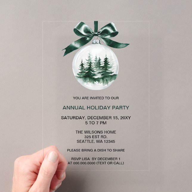 Christmas Pine Tree Ornament Holiday Party Acryleinladungen (Insitu (Handheld))