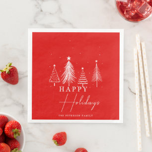 Christmas Pine Tree Vector Happy Holidays Serviette