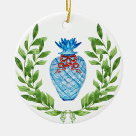 Christmas Pineapple Blue & White Ginger Jar Keramik Ornament