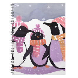 Christmas-Pinguin-Freunde | Winter-Aquarell Notizblock