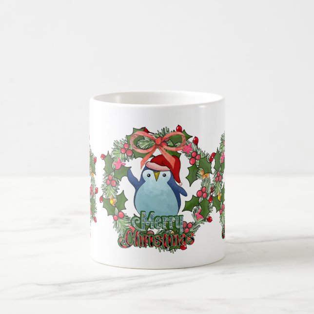CHRISTMAS PINGUIN MIT SCHLAG KAFFEETASSE (Mittel)