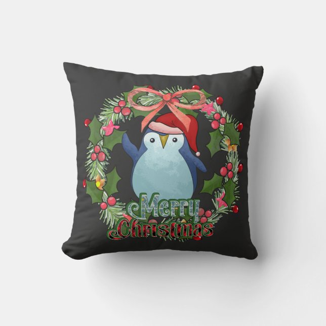 CHRISTMAS PINGUIN MIT SCHLAG KISSEN (Vorderseite)