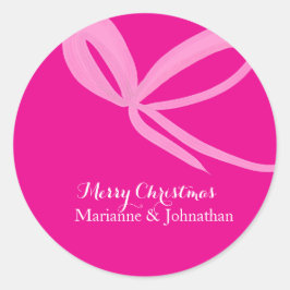 Christmas Pink Bright Bows Hand Drawn Runder Aufkleber