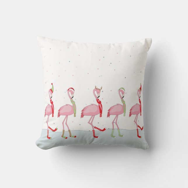 Christmas Pink Flamingo  Kissen (Vorderseite)