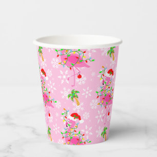 Christmas Pink Flamingo Muster Pappbecher