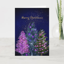Christmas Pink Gold Tree Grafik Feiertagskarte