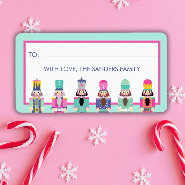 CHRISTMAS PINK NUTCRACKER GIFT STICKER ADRESSAUFKLEBER (Von Creator hochgeladen)