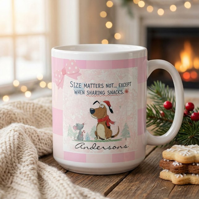 Christmas pink Plaid Cartoon illustration funny  Jumbo-Tasse (Von Creator hochgeladen)
