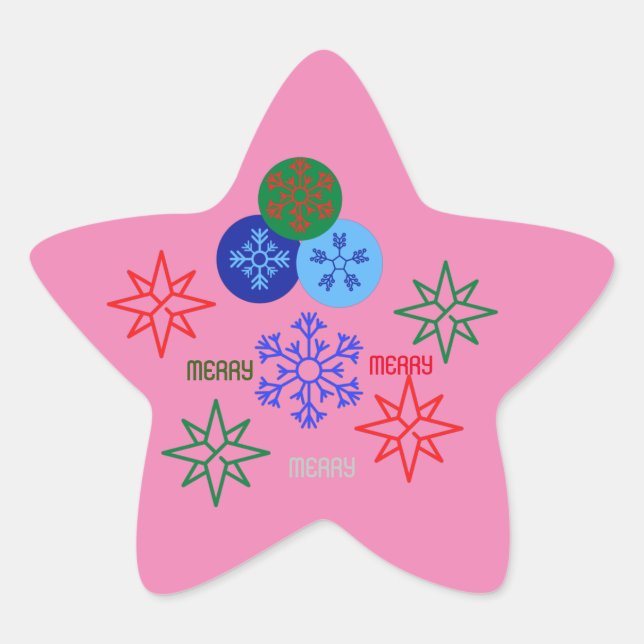 Christmas Pink Star Stern-Aufkleber (Vorderseite)