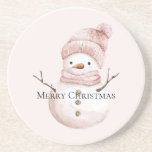Christmas Pink White Snowman Getränkeuntersetzer<br><div class="desc">Christmas Pink White Snowman</div>