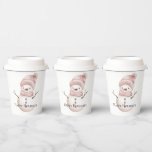 Christmas Pink White Snowman Pappbecher<br><div class="desc">Christmas Pink White Snowman</div>