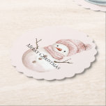 Christmas Pink White Snowman Untersetzer<br><div class="desc">Christmas Pink White Snowman</div>