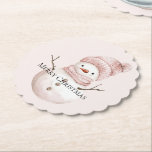 Christmas Pink White Snowman Untersetzer<br><div class="desc">Christmas Pink White Snowman</div>